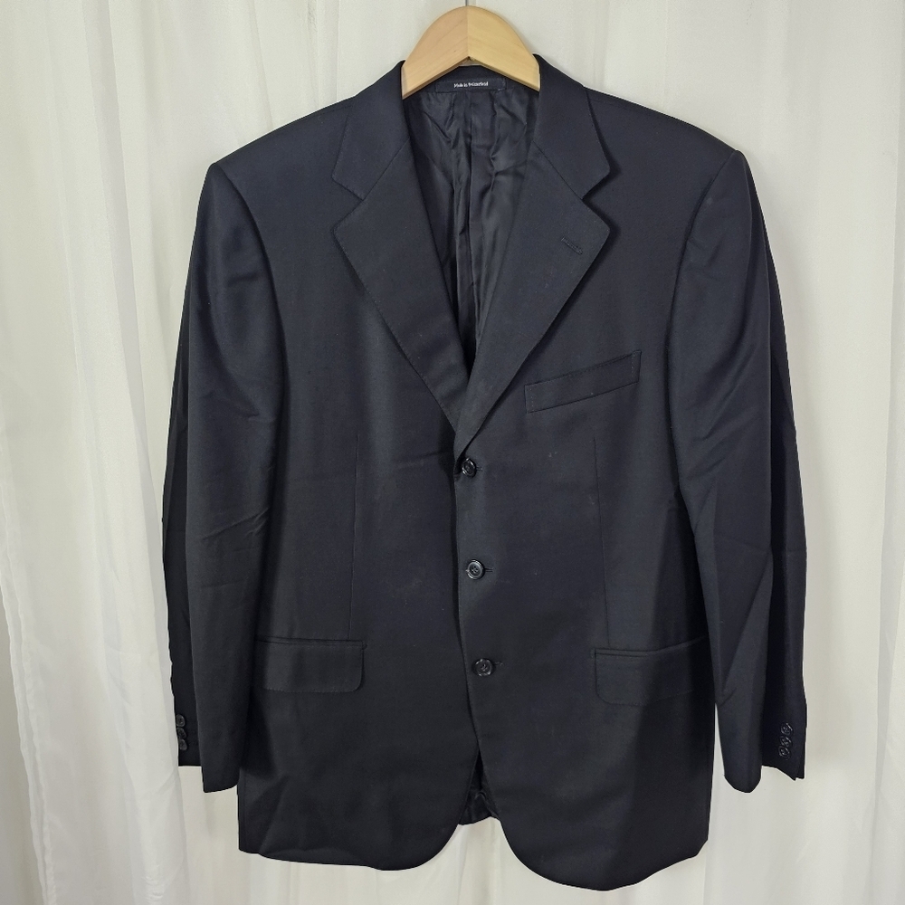 Ermenegildo Zenga black wool blazer sport jacket size EU 52R = Men's size 42